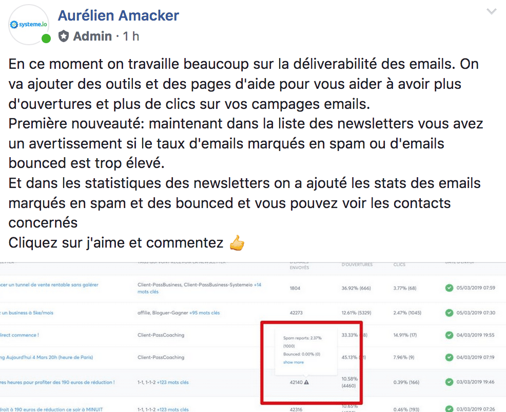 Déliverabilité des emails sur Systeme.io