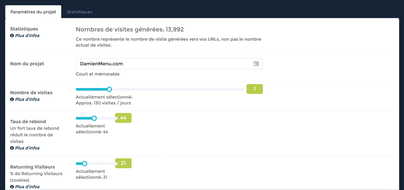 Paramétrer son projet sur UpSEO
